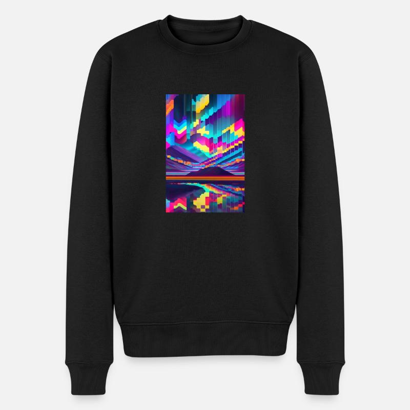 psychedelic glitch of pixels - Pull Premium bio Homme - noir