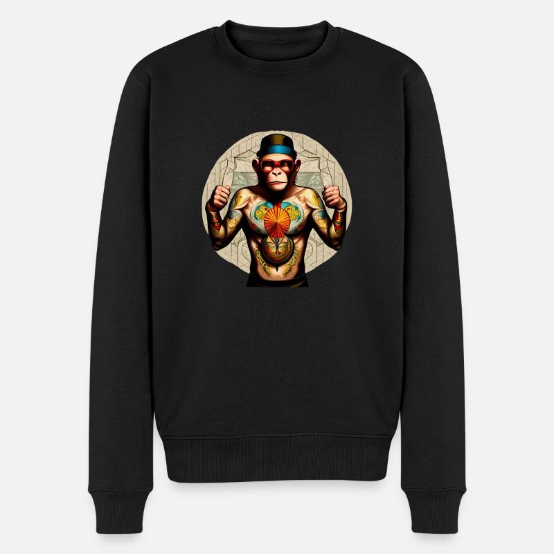 Tattoo Ape - Männer Premium Bio Pullover - Schwarz