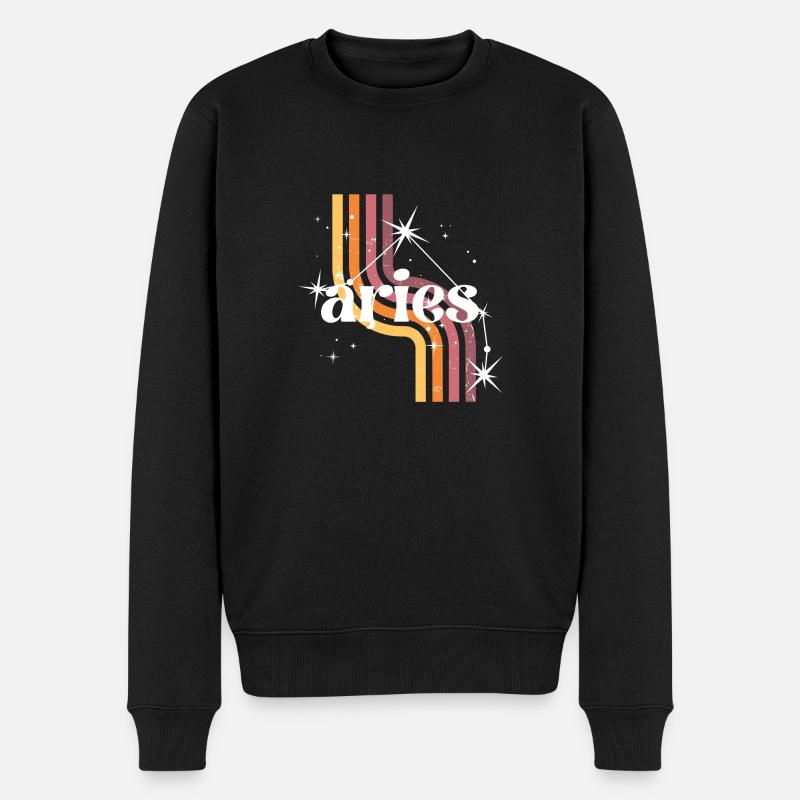 Widder Retro-Horoskop - Männer Premium Bio Pullover - Schwarz