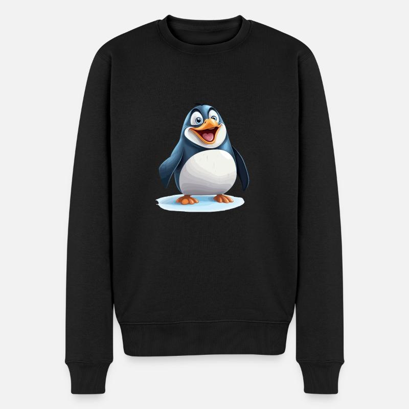 der fröhliche Pinguin - Männer Premium Bio Pullover - Schwarz