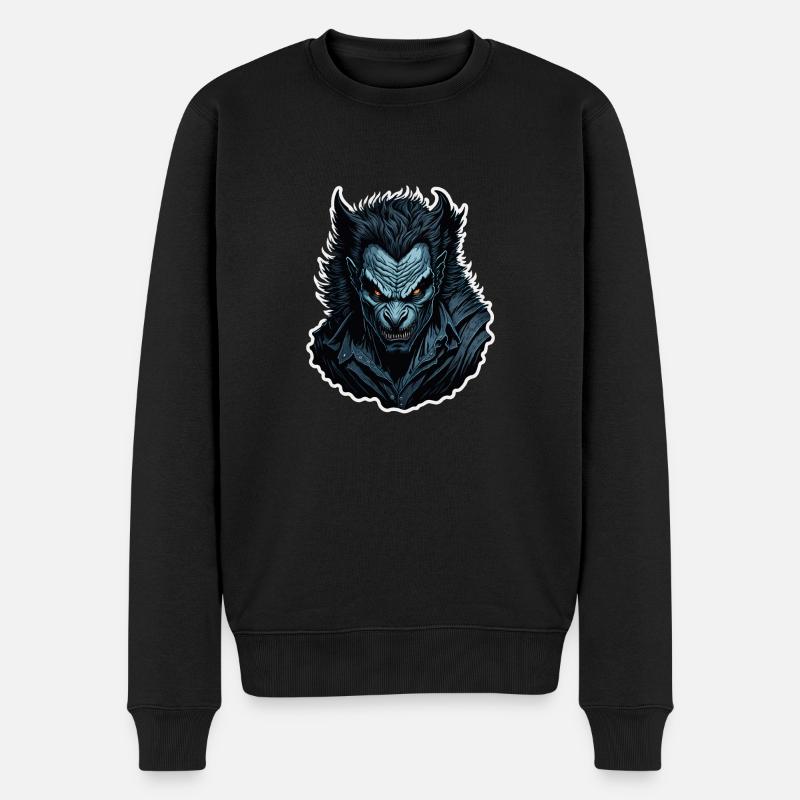 Werwolf - Männer Premium Bio Pullover - Schwarz