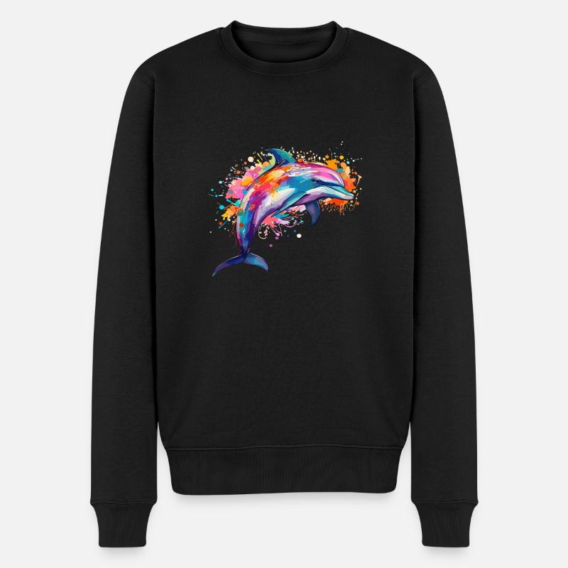 der bunte Delfin - Männer Premium Bio Pullover - Schwarz
