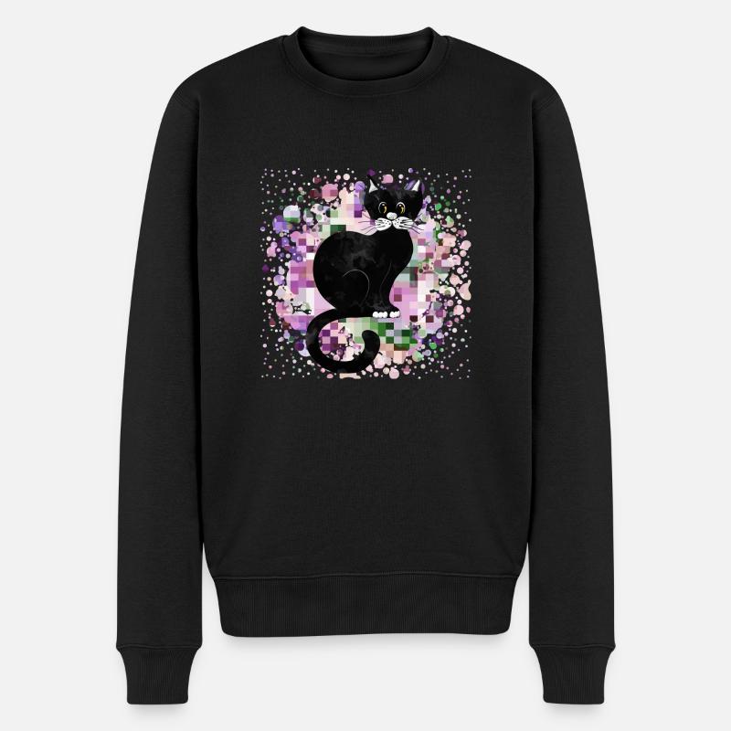 Katze - Männer Premium Bio Pullover - Schwarz