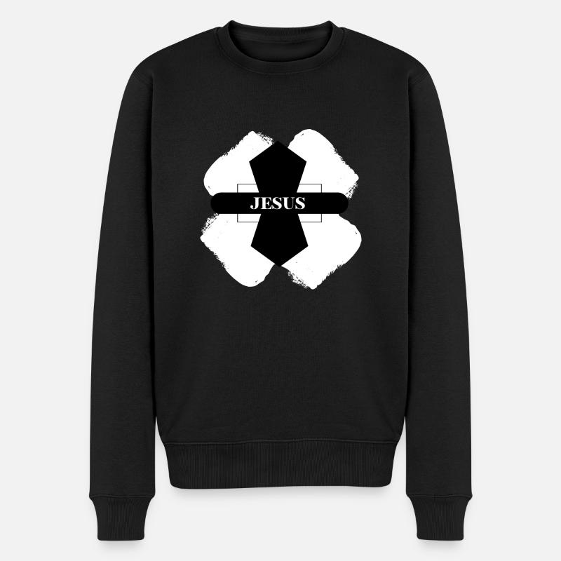 Jesus cross - Männer Premium Bio Pullover - Schwarz