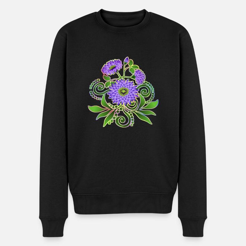 Blumen - Männer Premium Bio Pullover - Schwarz
