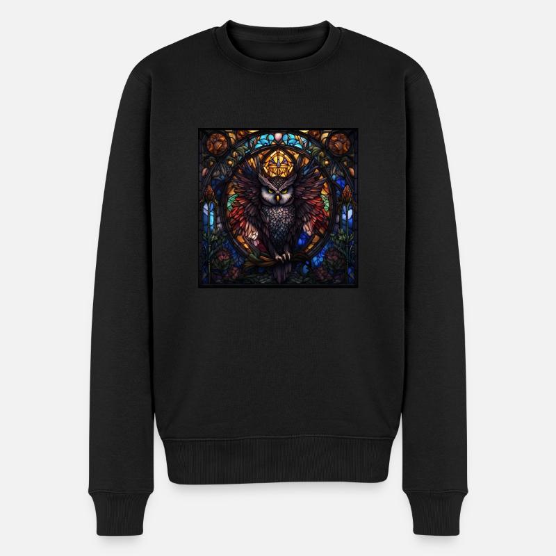 Eulen Eulenkunst - Männer Premium Bio Pullover - Schwarz