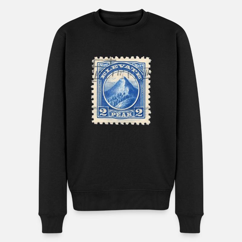 Höhenstempel: Die Gipfel in blau - Männer Premium Bio Pullover - Schwarz