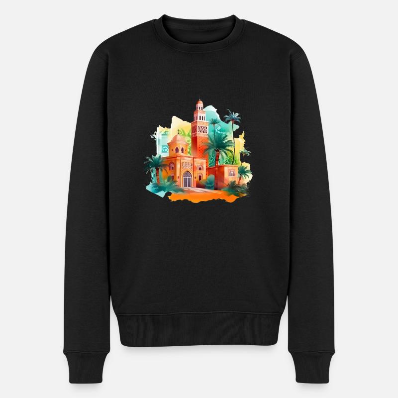 Marrakesch ist eine Sinnesreise - Männer Premium Bio Pullover - Schwarz
