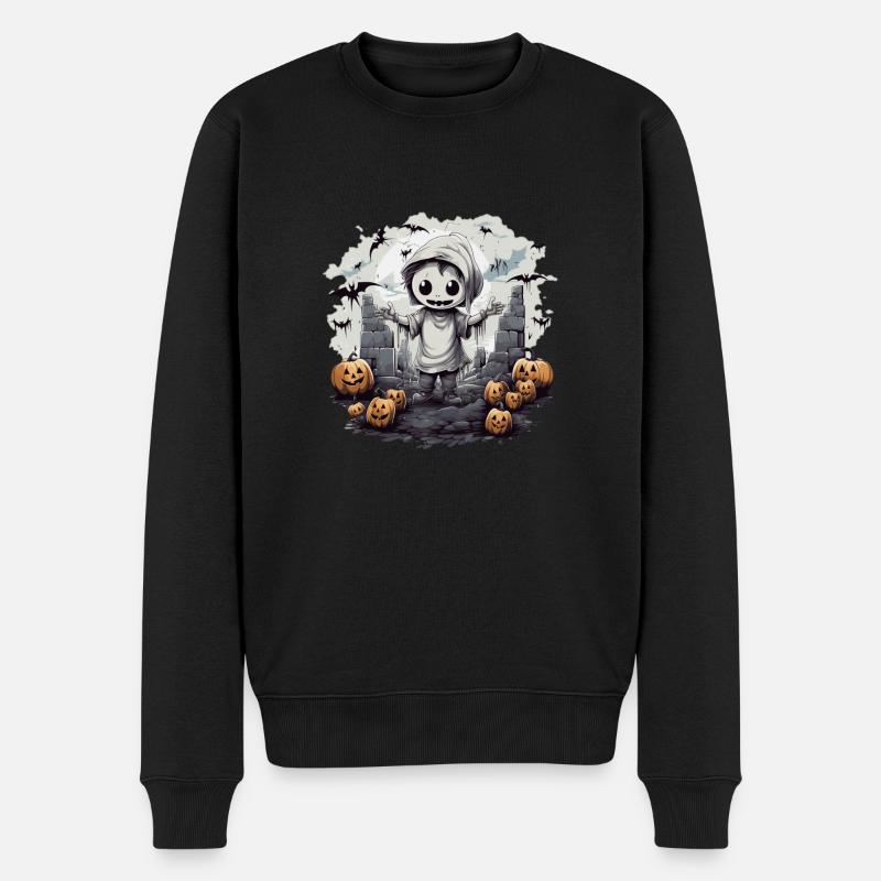 Chibi Skelett Halloween Shirt - Männer Premium Bio Pullover - Schwarz