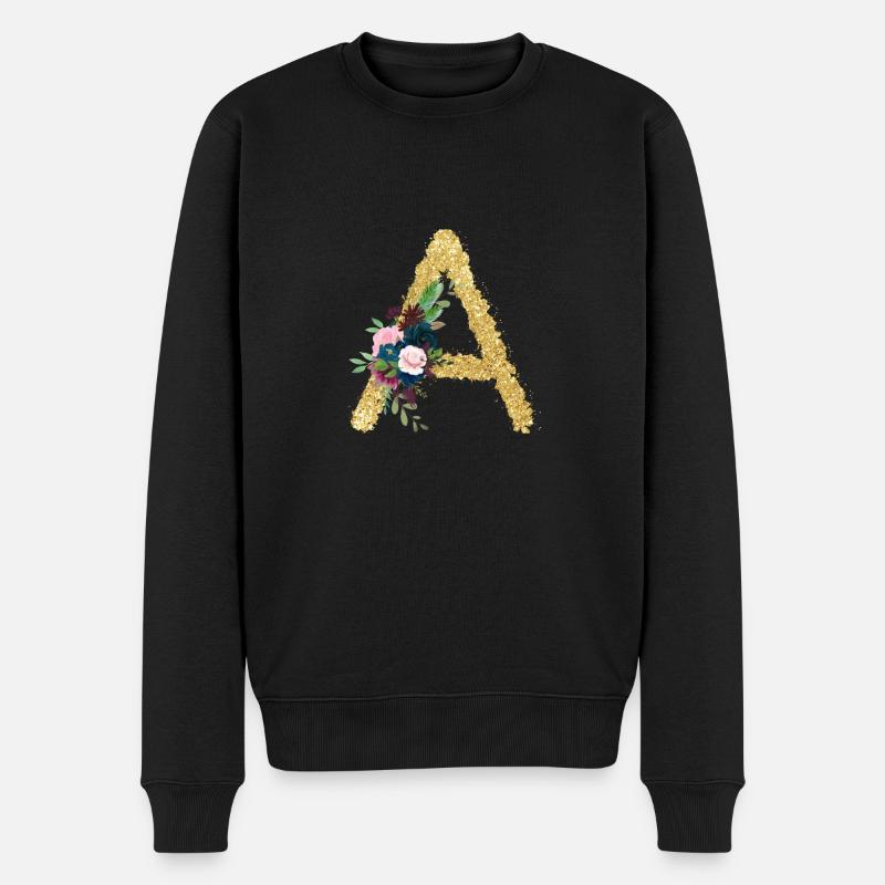 Brief an gold floral - Männer Premium Bio Pullover - Schwarz