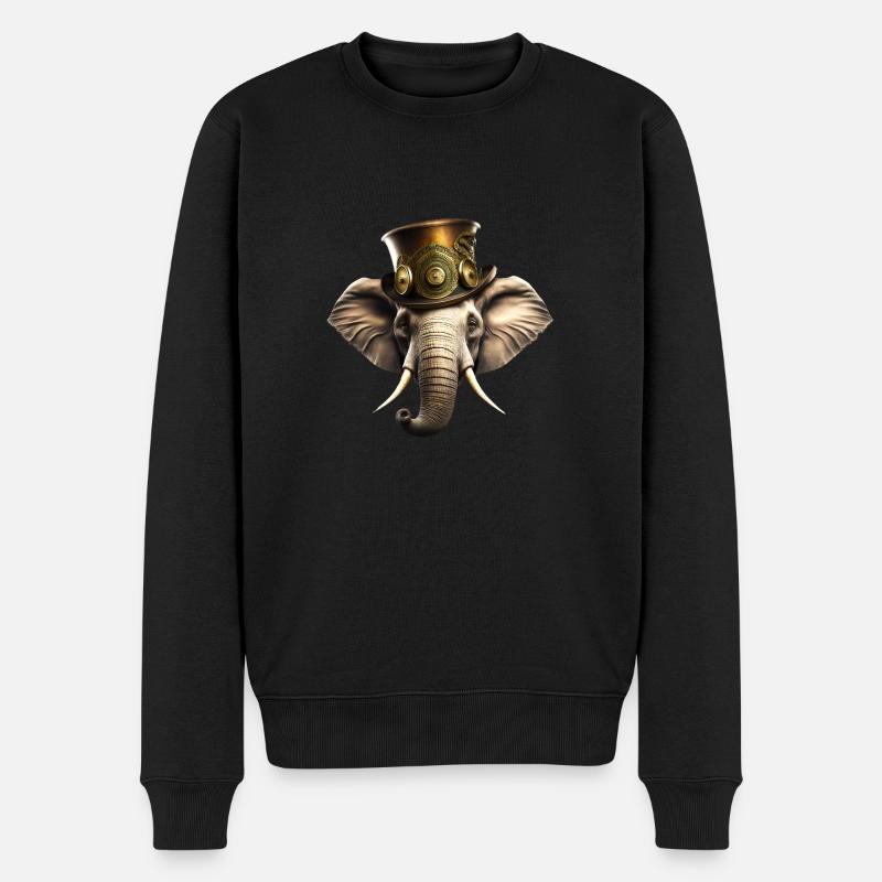 Eléphant Steampunk - Pull Premium bio Homme - noir