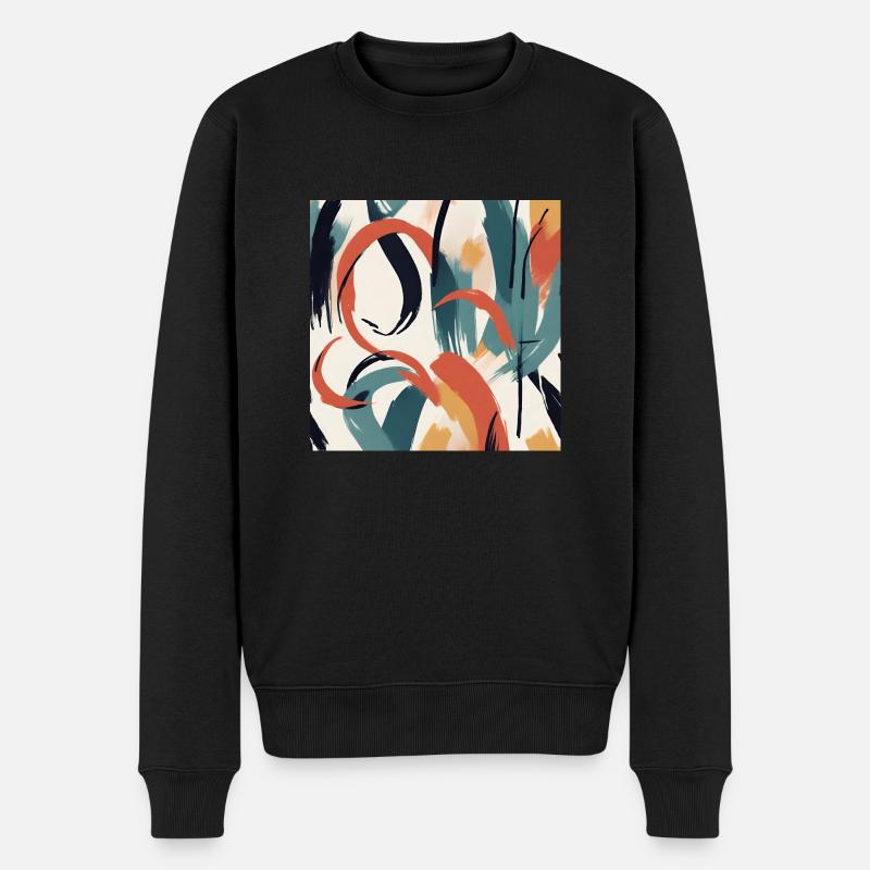 Modernes Pinselstrichdesign - Männer Premium Bio Pullover - Schwarz