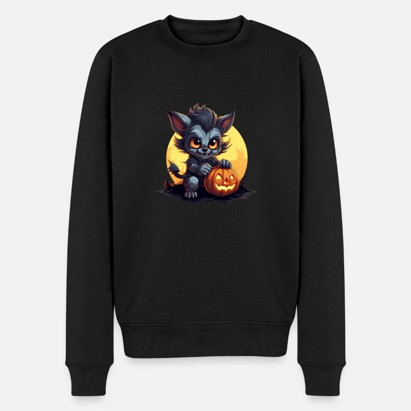 Cartoon Baby Werwolf - Männer Premium Bio Pullover - Schwarz
