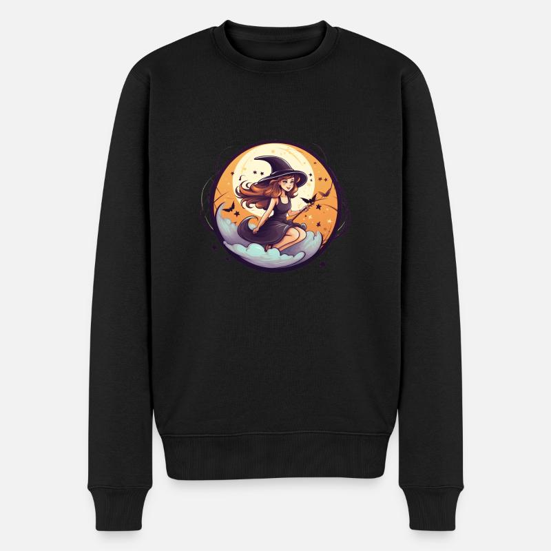Cartoon Halloween Hexe - Männer Premium Bio Pullover - Schwarz