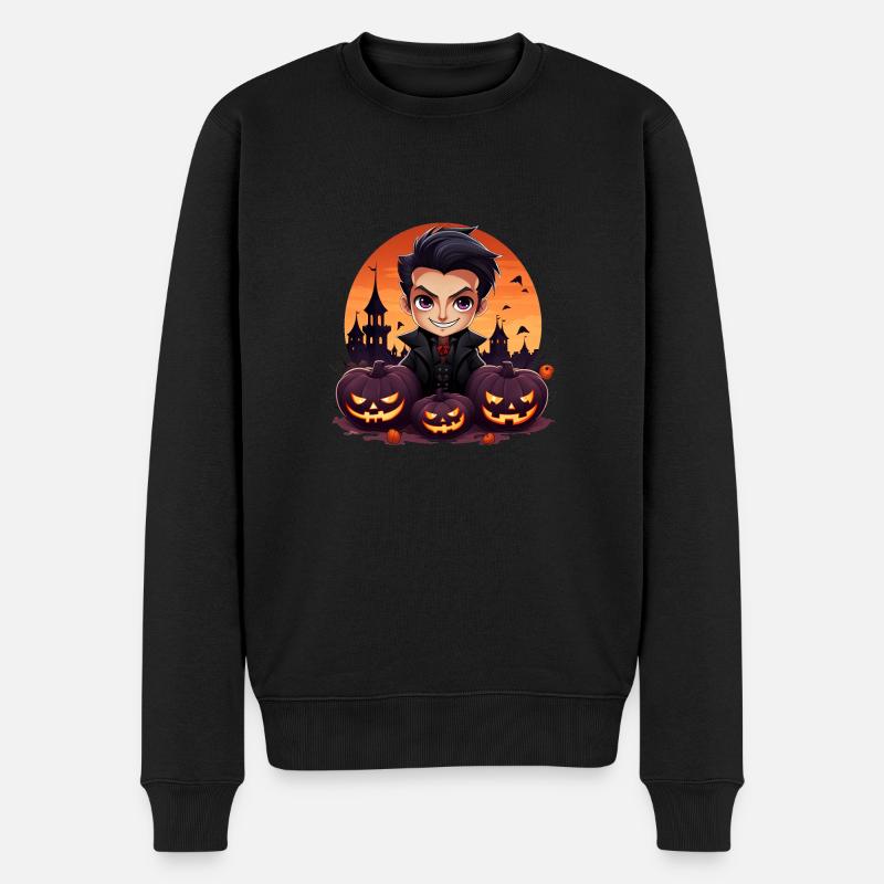 Anime Dracula Halloween - Männer Premium Bio Pullover - Schwarz