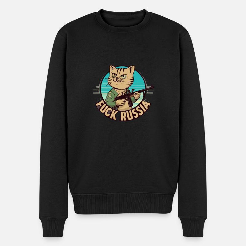 Scheiß auf Russland - Männer Premium Bio Pullover - Schwarz