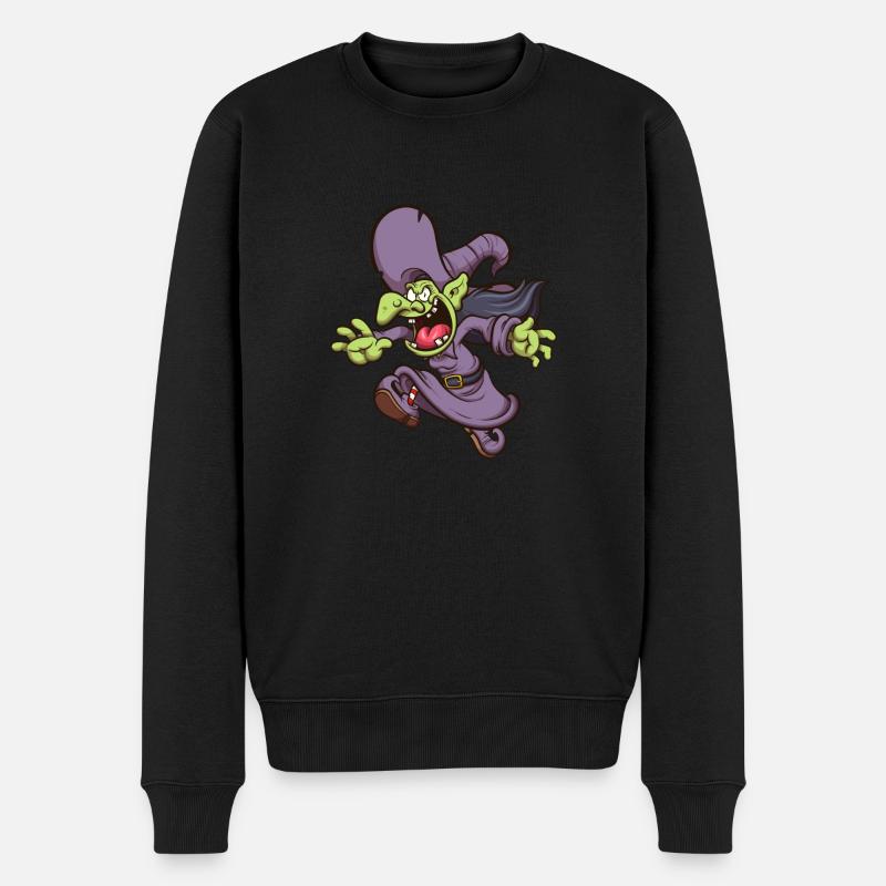 Karikatur-Hexe - Männer Premium Bio Pullover - Schwarz