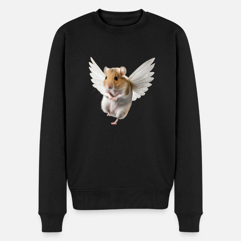 Geflügelter Hamster - Männer Premium Bio Pullover - Schwarz