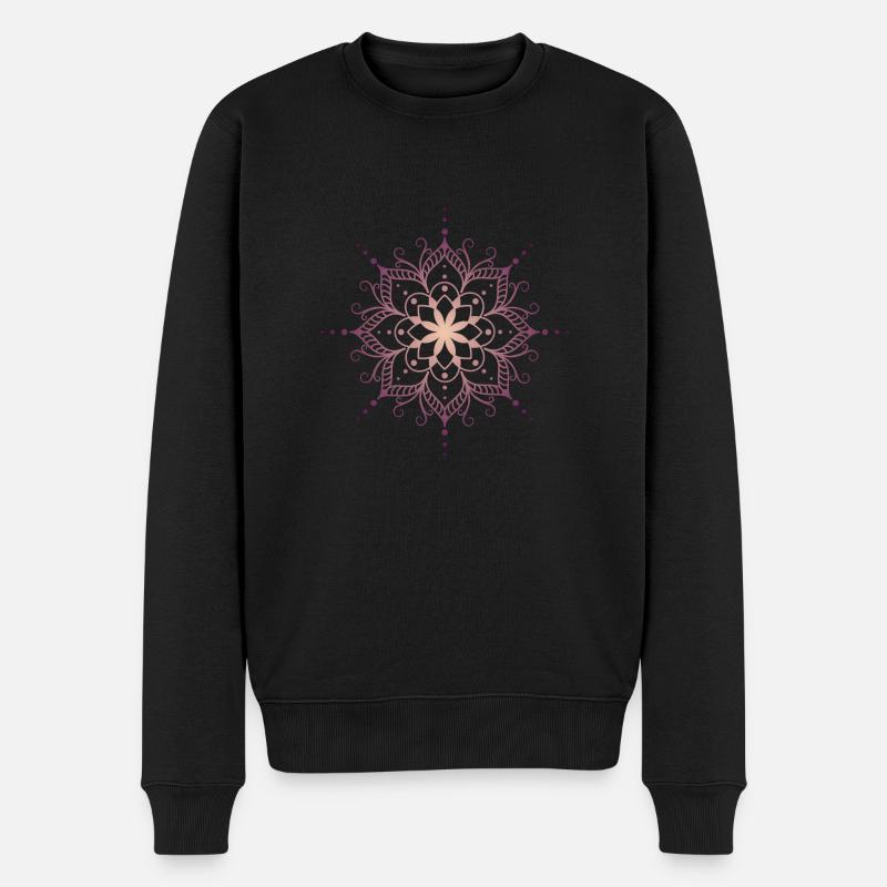 Mandala in rosa - Männer Premium Bio Pullover - Schwarz