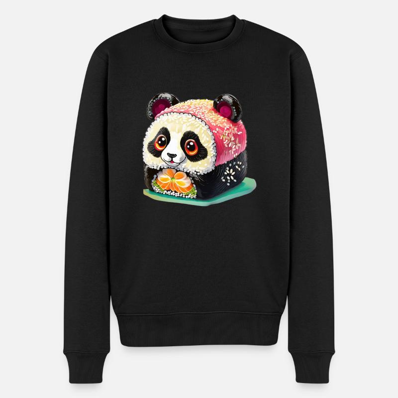 Sushi-Panda - Männer Premium Bio Pullover - Schwarz