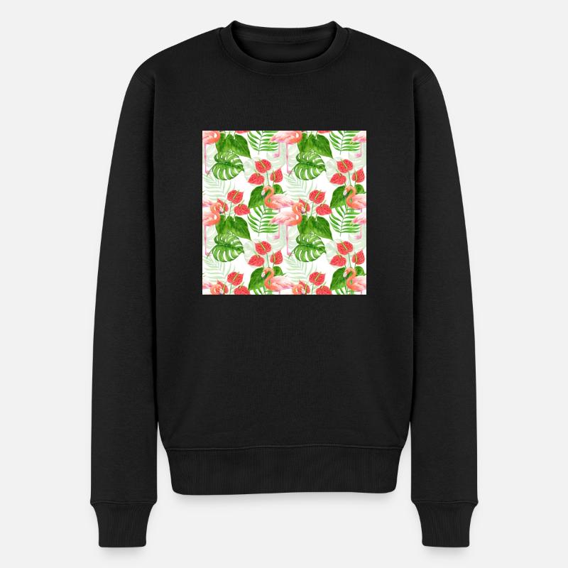 Flamingo Garten T-Shirt - Männer Premium Bio Pullover - Schwarz