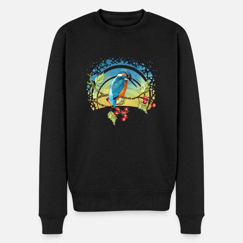 Bunter Vogel - Männer Premium Bio Pullover - Schwarz