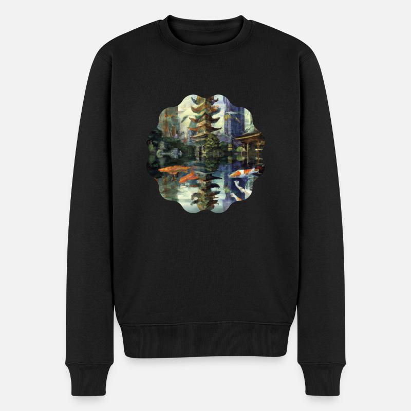 Landschaft - Männer Premium Bio Pullover - Schwarz