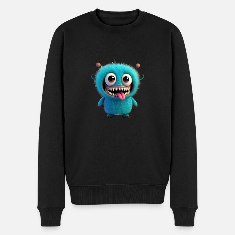 Joyeux Halloween mignon monstre langue sur effrayant amusant - Pull Premium bio Homme - noir