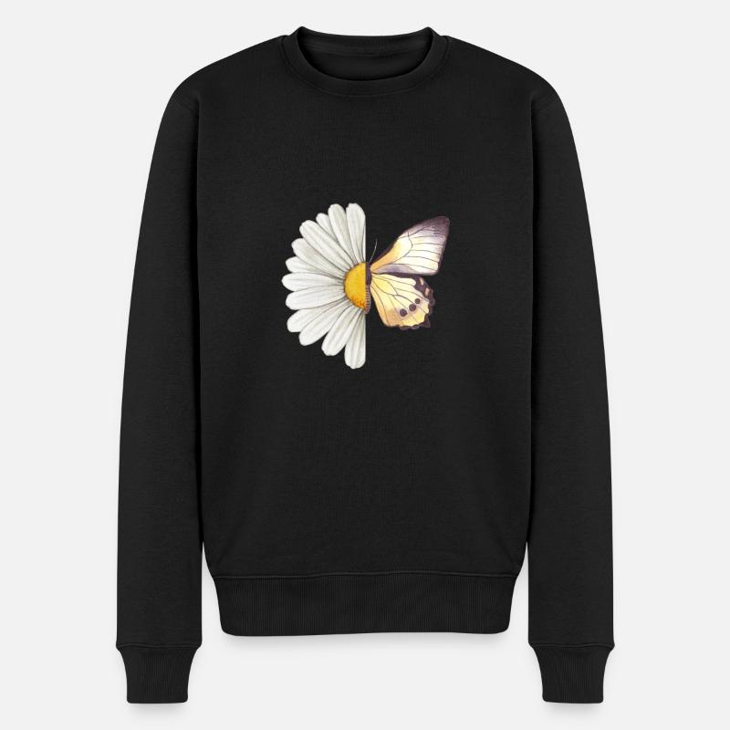 Gänseblümchen-Schmetterling - Männer Premium Bio Pullover - Schwarz