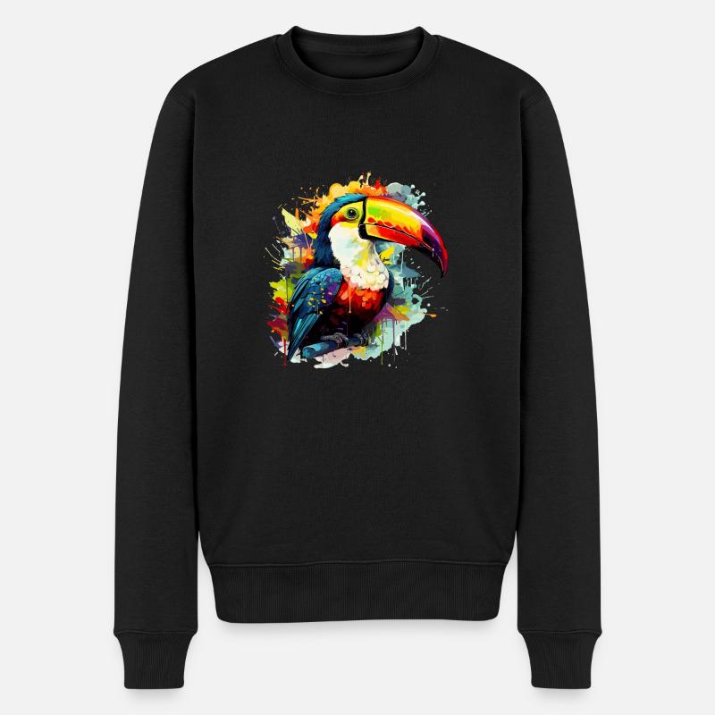 bunter Tukan - Männer Premium Bio Pullover - Schwarz