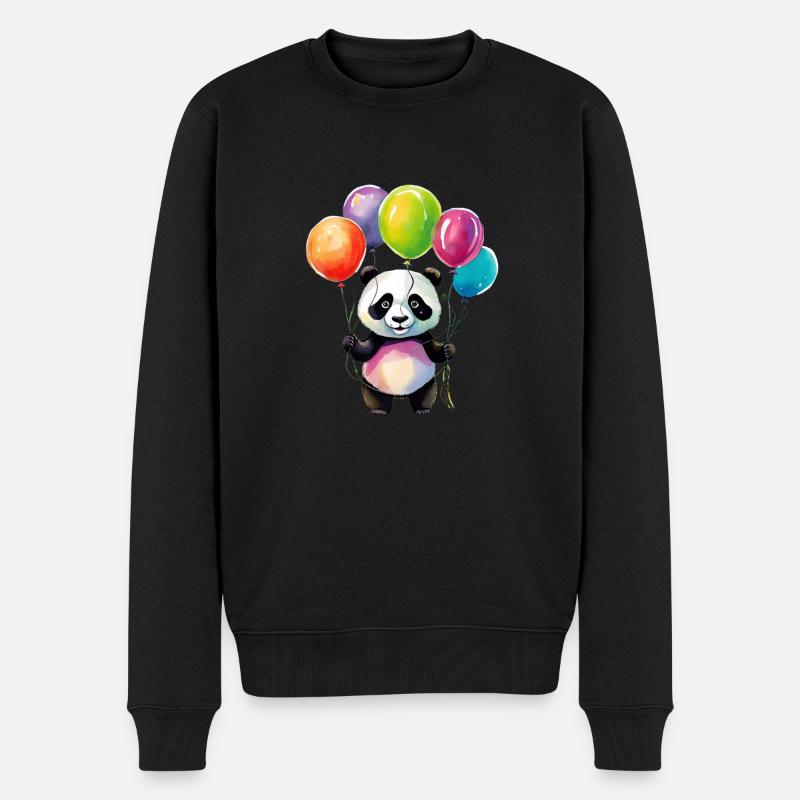 Panda avec des ballons - Pull Premium bio Homme - noir
