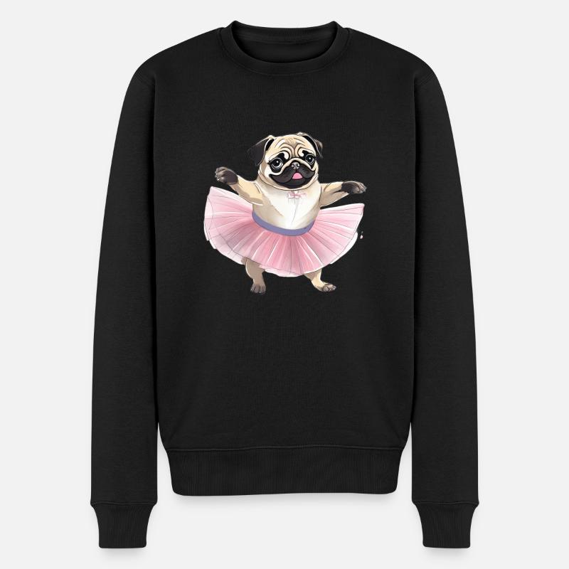 tanzender Mops - Männer Premium Bio Pullover - Schwarz