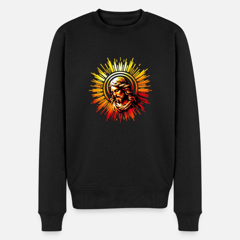 Jesus Christus im Heiligenschein - Männer Premium Bio Pullover - Schwarz