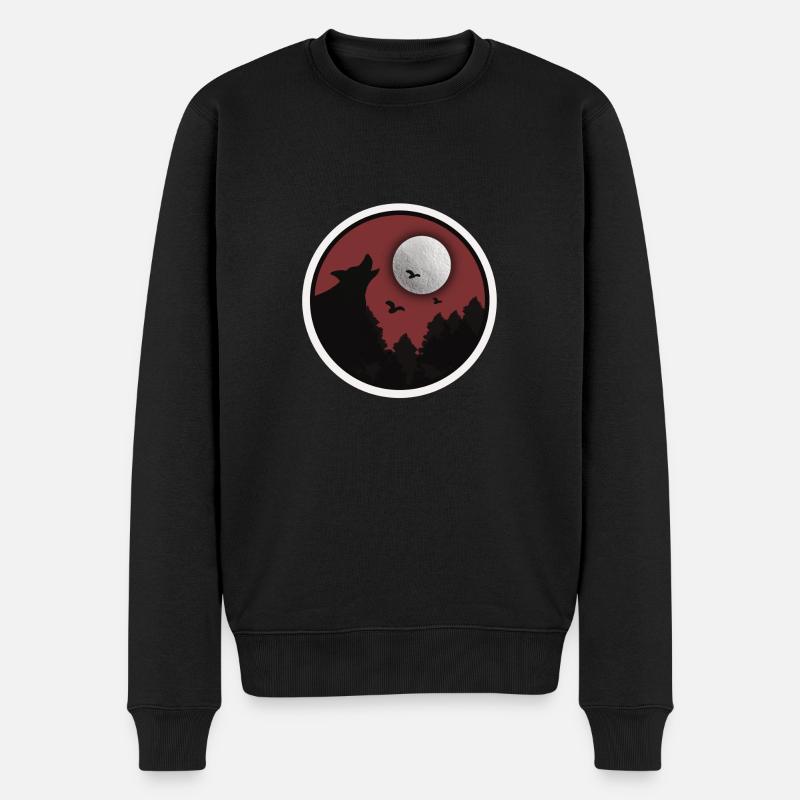le loup dans la nuit - Pull Premium bio Homme - noir