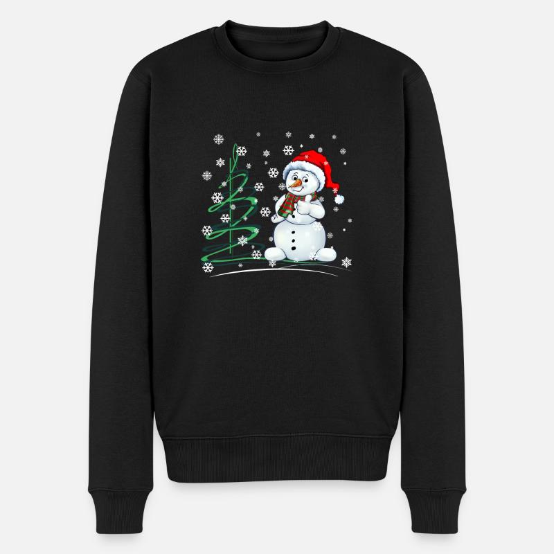 Weihnachtsschneemann - Männer Premium Bio Pullover - Schwarz