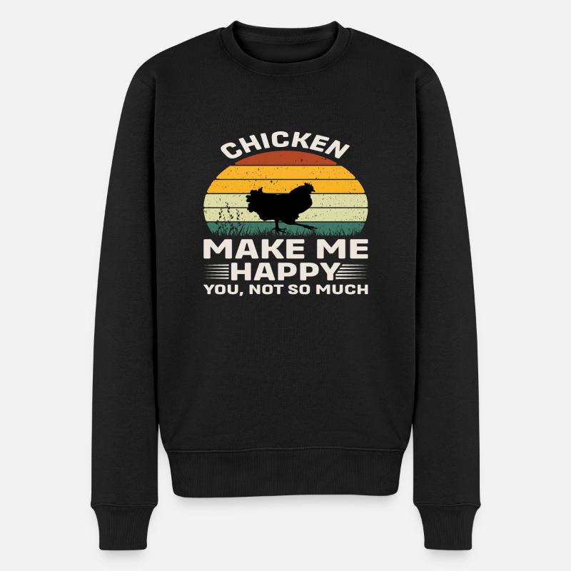 Chicken make me Happy - Männer Premium Bio Pullover - Schwarz