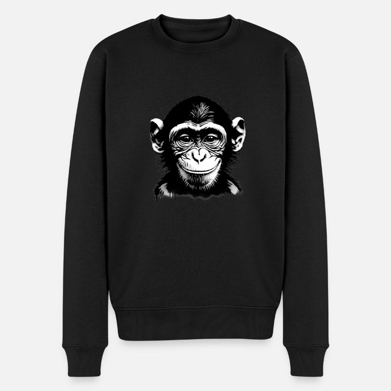 Visage de singe souriant - Pull Premium bio Homme - noir