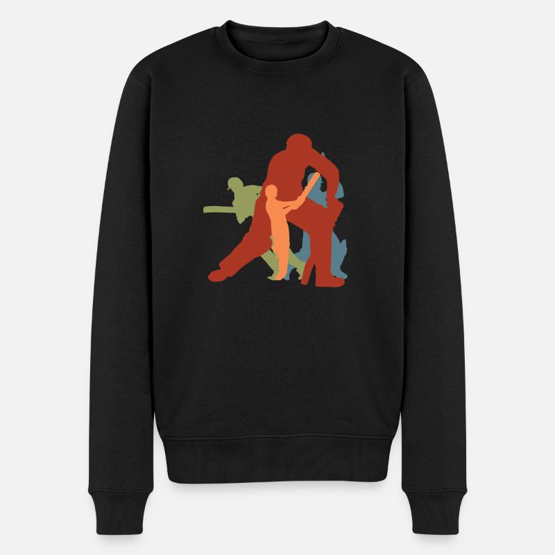 Vintage-Retro-Cricketspieler - Männer Premium Bio Pullover - Schwarz