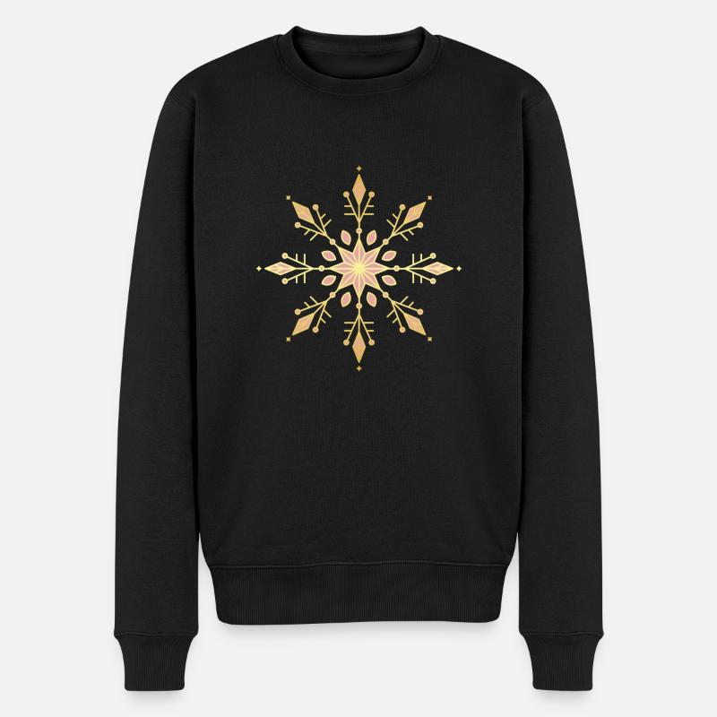 Schneeflocke - Männer Premium Bio Pullover - Schwarz