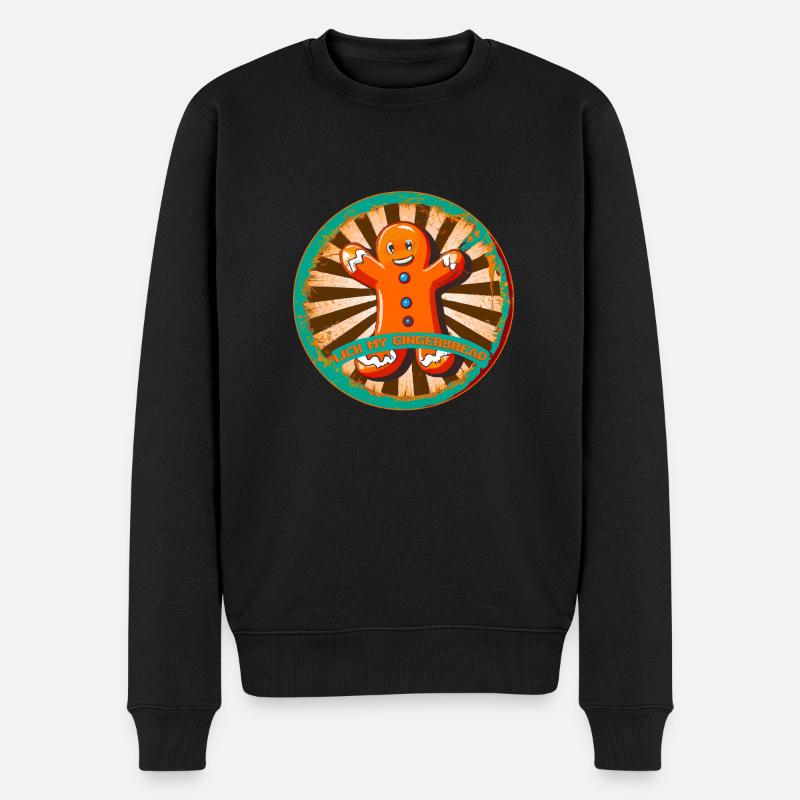 Lebkuchenmann - Männer Premium Bio Pullover - Schwarz