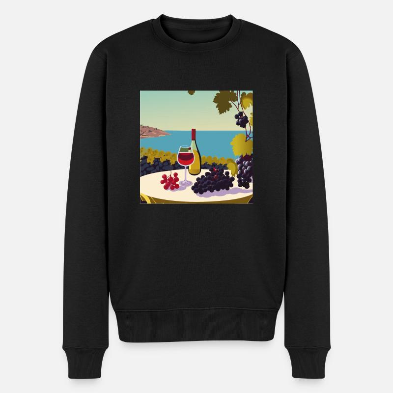 Wein / Rotwein / Weißwein - Männer Premium Bio Pullover - Schwarz