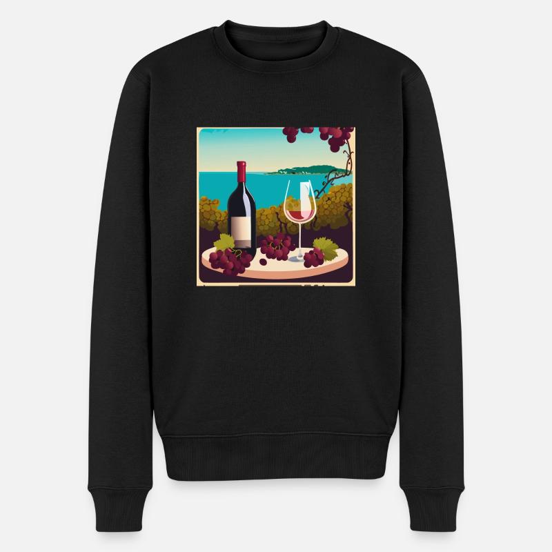 Wein / Rotwein / Weißwein - Männer Premium Bio Pullover - Schwarz