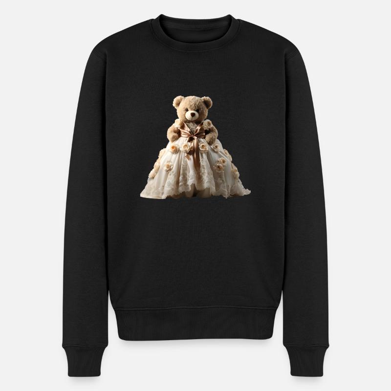Teddybärin im Hochzeitskleid - Männer Premium Bio Pullover - Schwarz