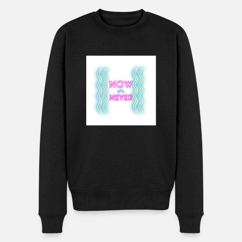 NowOrNever - Männer Premium Bio Pullover - Schwarz