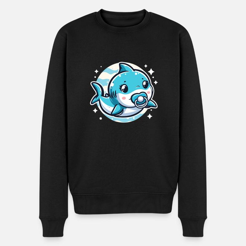 Baby-Hai - Männer Premium Bio Pullover - Schwarz