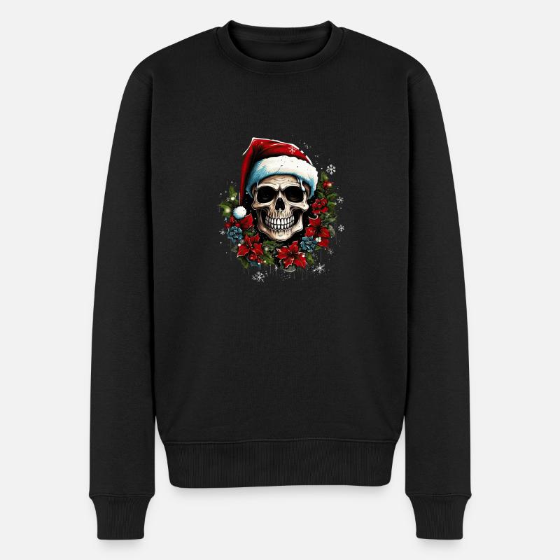 christmas skull - Männer Premium Bio Pullover - Schwarz