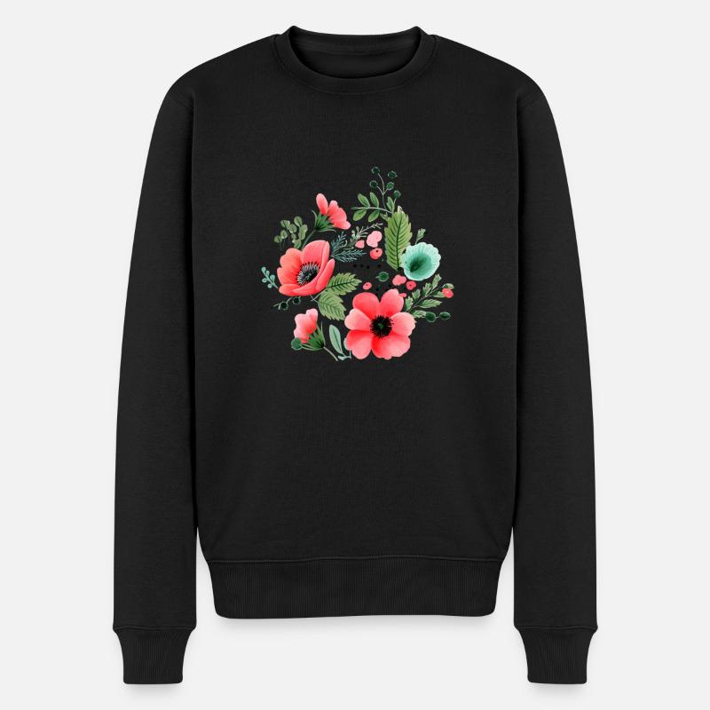 Wassermelonenblüten - Männer Premium Bio Pullover - Schwarz