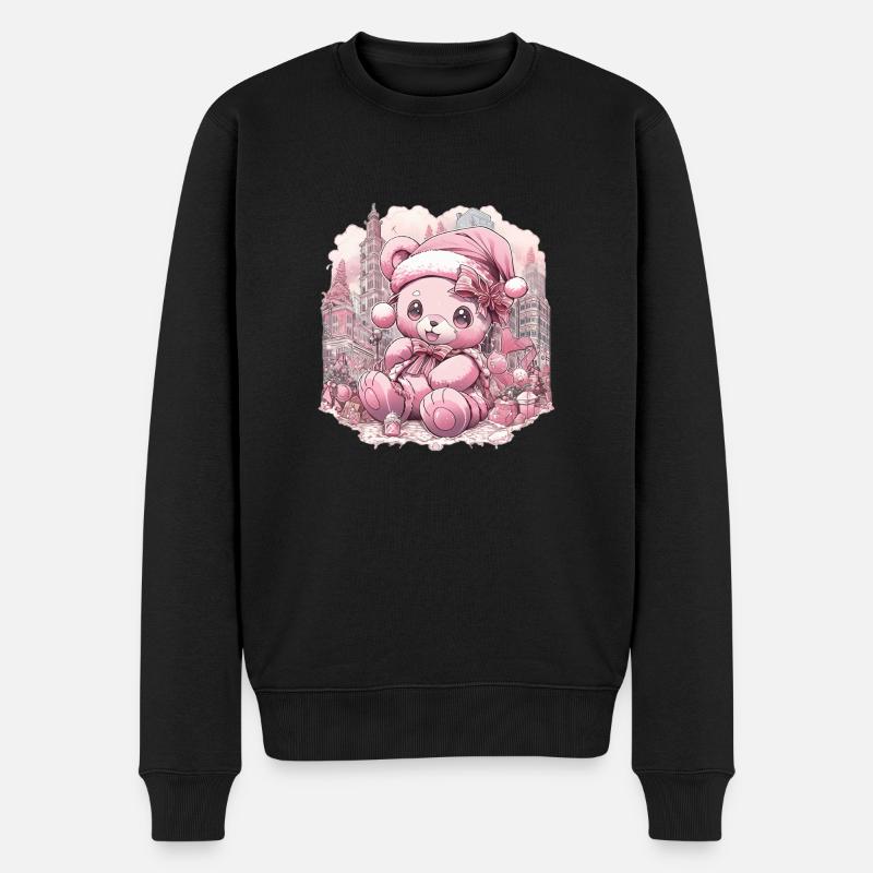 rosa teddy 1 - Männer Premium Bio Pullover - Schwarz