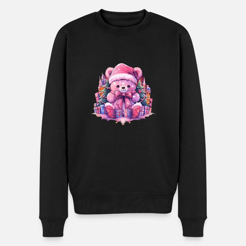 rosa teddy 4 - Männer Premium Bio Pullover - Schwarz