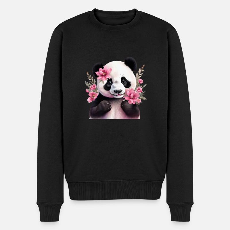 Niedlicher Panda - Männer Premium Bio Pullover - Schwarz